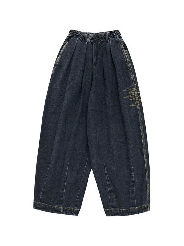 Verwaschene Baggy-Hose in Laternenform für Herren mit weitem Bein-3