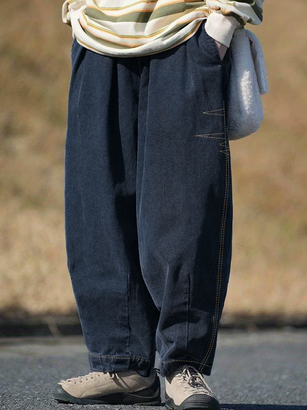Verwaschene Baggy-Hose in Laternenform für Herren mit weitem Bein-1