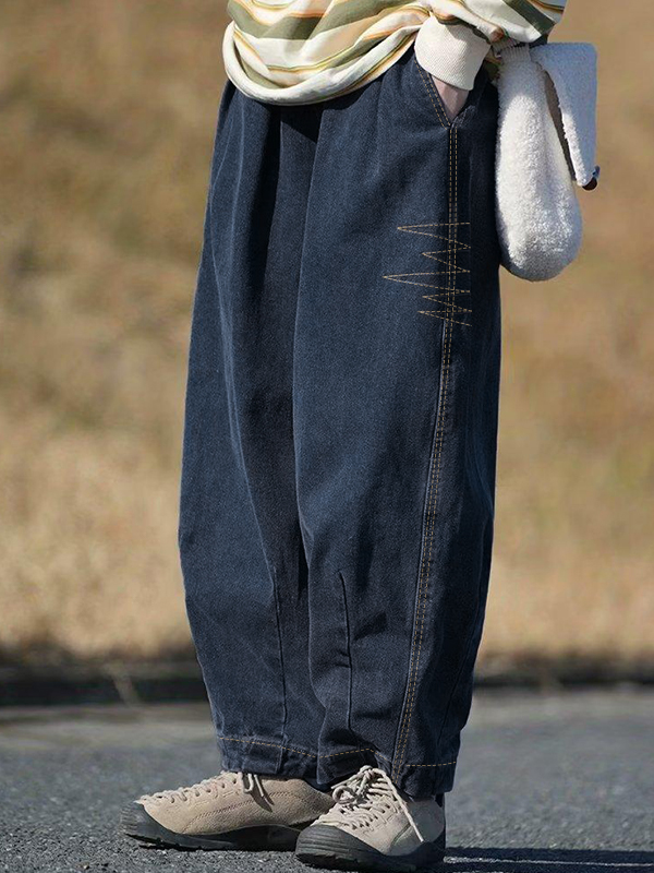 Verwaschene Baggy-Hose in Laternenform für Herren mit weitem Bein-2