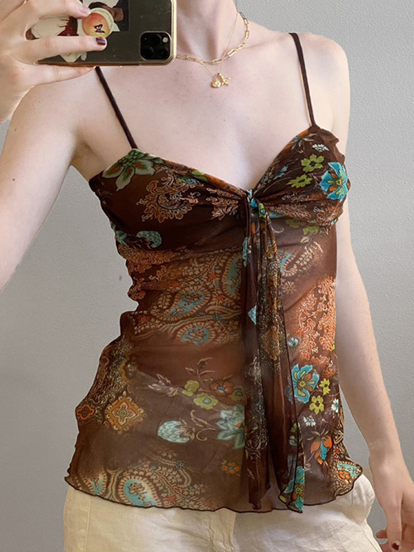 Camisole-Top aus Mesh mit V-Ausschnitt-3