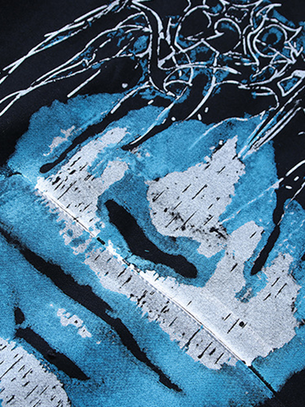Übergroßer Kapuzenpullover mit Street-Portrait-Print für Herren-2